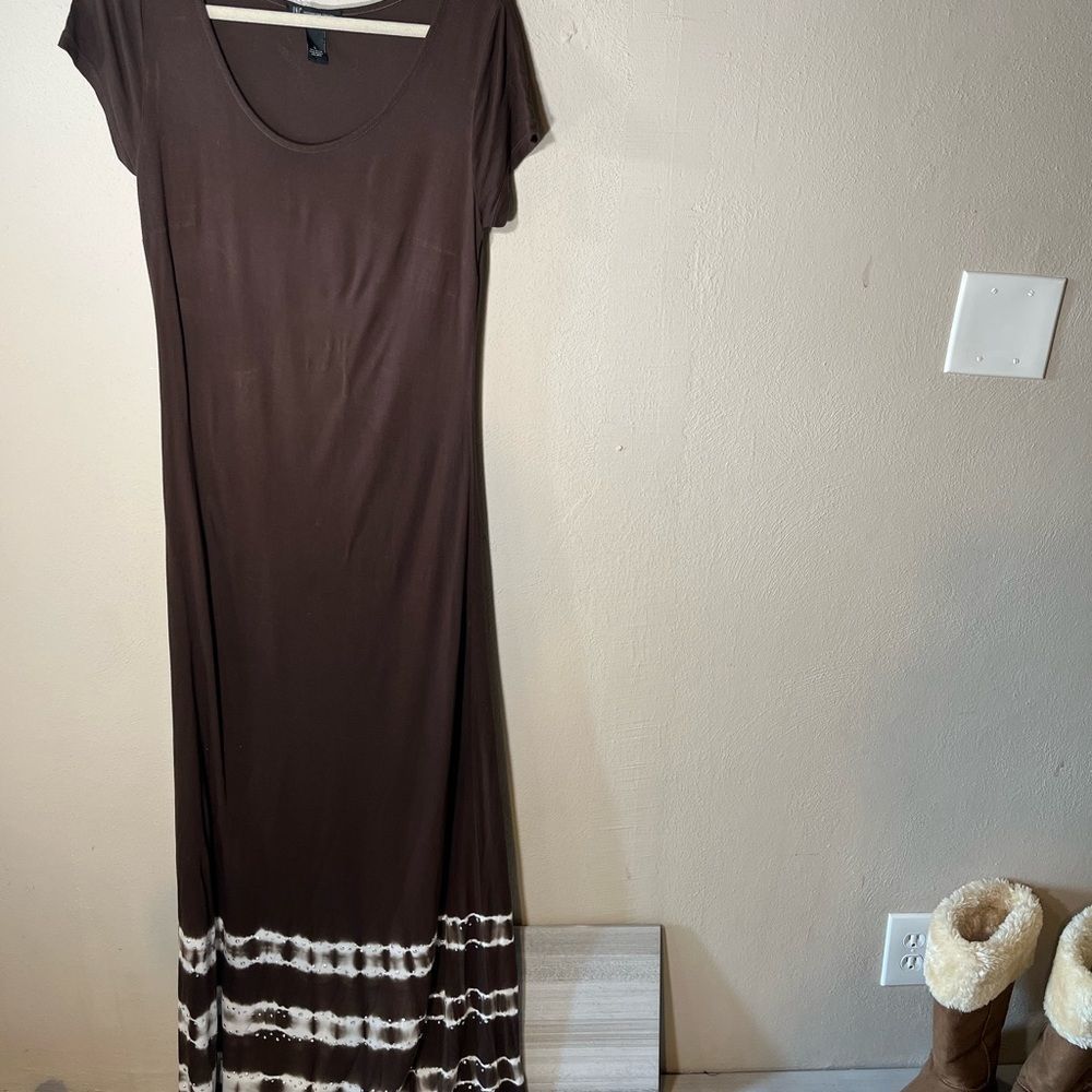 INC long Brown  Dress Tie dye bejeweled  lower section of Dress SS